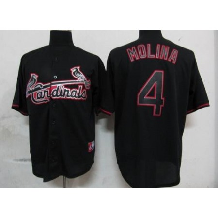 Cardinals #4 Yadier Molina Black Fashion Stitched MLB Jersey