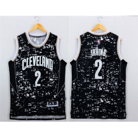 Cavaliers #2 Kyrie Irving Black City Light Stitched NBA Jersey