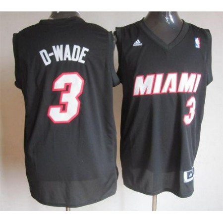 Heat #3 Dwyane Wade Black D-WADE Fashion Stitched NBA Jersey