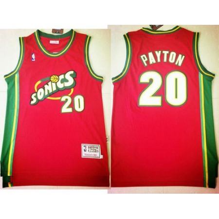 Thunder #20 Gary Payton Red SuperSonics Throwback Stitched NBA Jersey