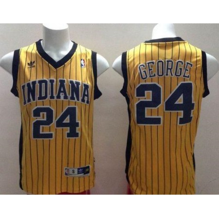 Pacers #24 Paul George Yellow Throwback Stitched NBA Jersey