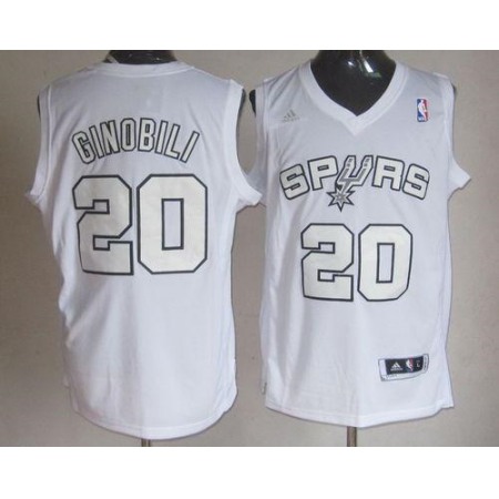 Spurs #20 Manu Ginobili White Winter On-Court Stitched NBA Jersey