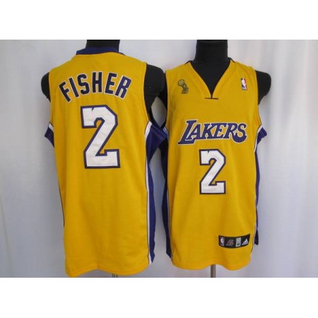 Lakers #2 Derek Fisher Stitched Yellow Champion Patch NBA Jersey