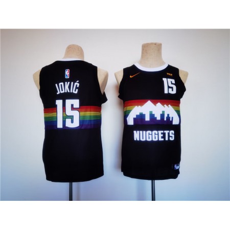 Youth Denver Nuggets #15 Nikola Jokic Black Stitched Basketball Jersey