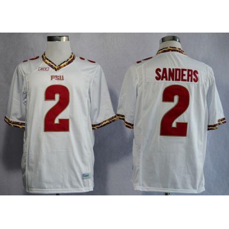 Seminoles #2 Deion Sanders White New Stitched NCAA Jersey