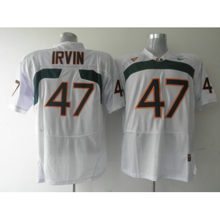 Hurricanes #47 Michael Irvin White Stitched NCAA Jerseys