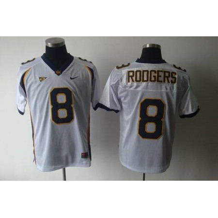 Golden Bears #8 Rodgers White Stitched NCAA Jersey