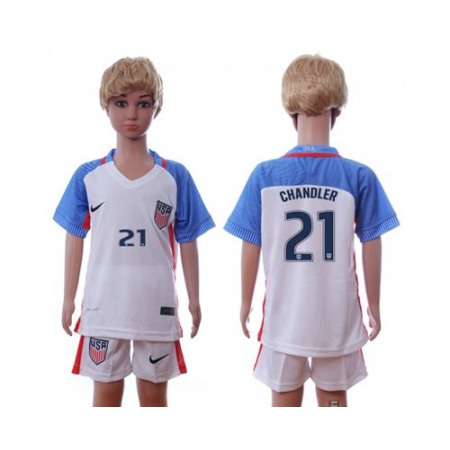 USA #21 Chandler Home Kid Soccer Country Jersey