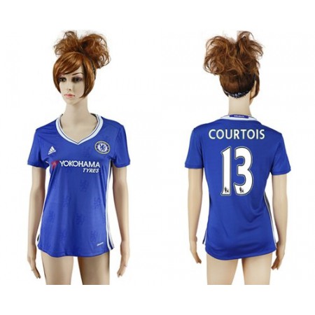 Women's Chelsea #13 Courtois Home Soccer Club Jersey