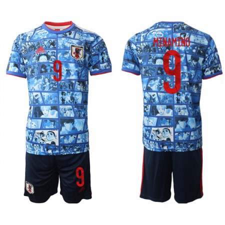 Men's Japan #9 Minamino Blue Home Soccer Jersey Suit