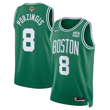 Men's Boston Celtics #8 Kristaps Porzingis Kelly Green 2024 Finals Icon Edition Stitched Basketball Jersey