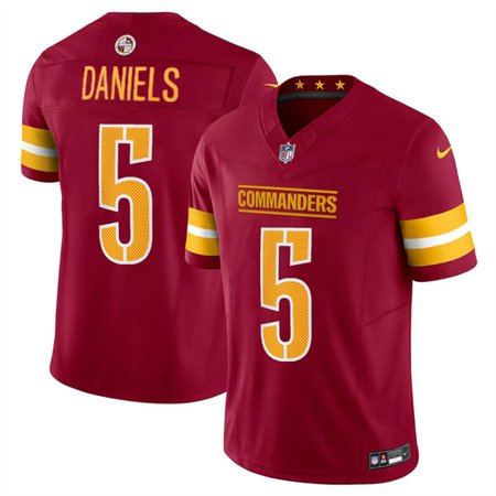 Men's Washington Commanders #5 Jayden Daniels Burgundy 2024 Draft F.U.S.E Vapor Limited Stitched Football Jersey