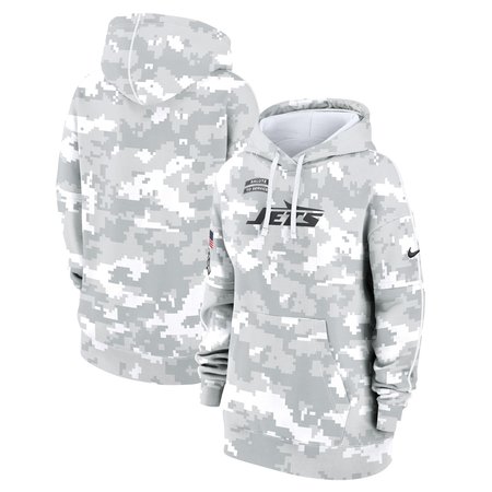 Women's New York Jets Nike Arctic Camo 2024 Salute To Service Club Fleece Pullover Hoodie