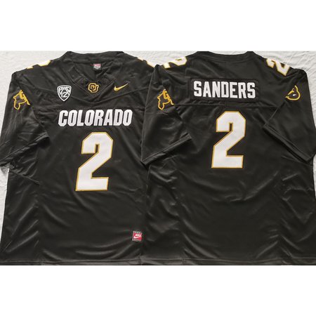 Men's Colorado Buffaloes Black #2 Sanders Stitched Jersey