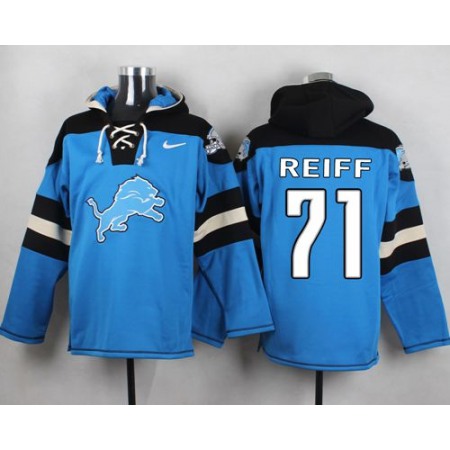 Nike Lions #71 Riley Reiff Blue Player Pullover NFL Hoodie