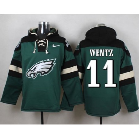 Nike Eagles #11 Carson Wentz Midnight Green Player Pullover Hoodie