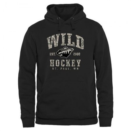 Men's Minnesota Wild Black Camo Stack Pullover Hoodie