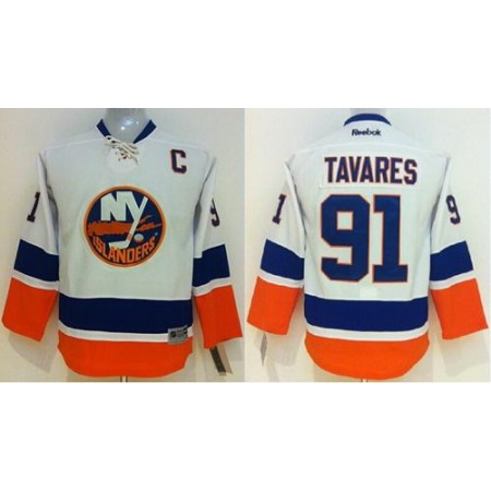 Islanders #91 John Tavares White Stitched Youth NHL Jersey