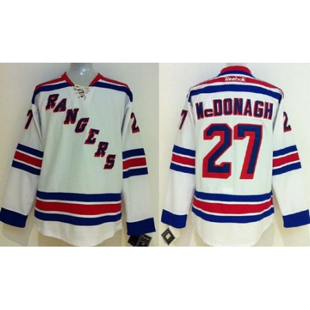 Rangers #27 Ryan McDonagh White Stitched Youth NHL Jersey