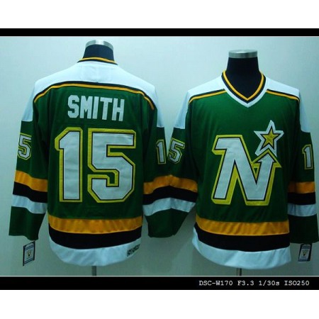 Stars #15 Bobby Smith Stitched Green CCM Throwback NHL Jersey